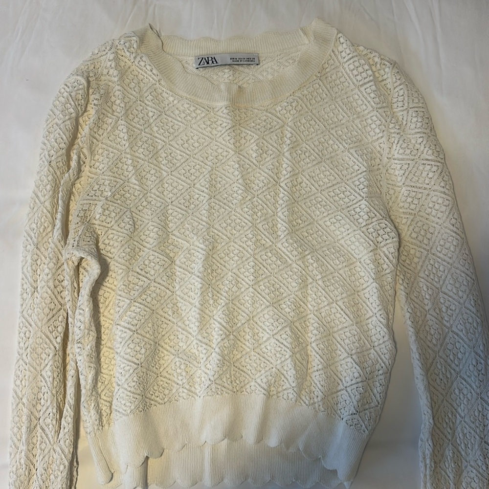 Zara White Sheer Long Sleeve